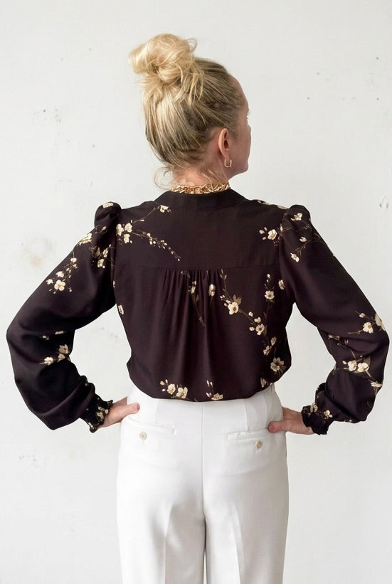 Black Orchid Print Blouse