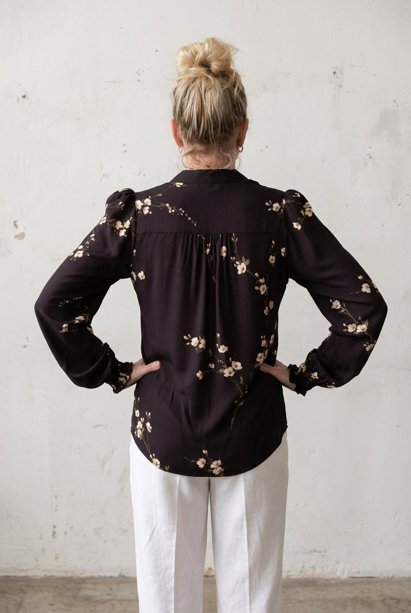 Black Orchid Print Blouse