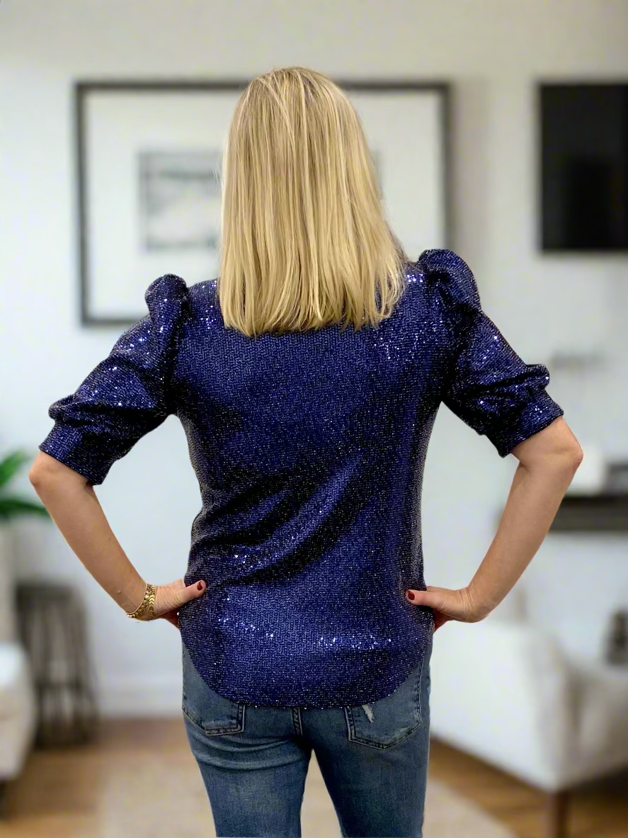 The Navy Sequin Darling Tee