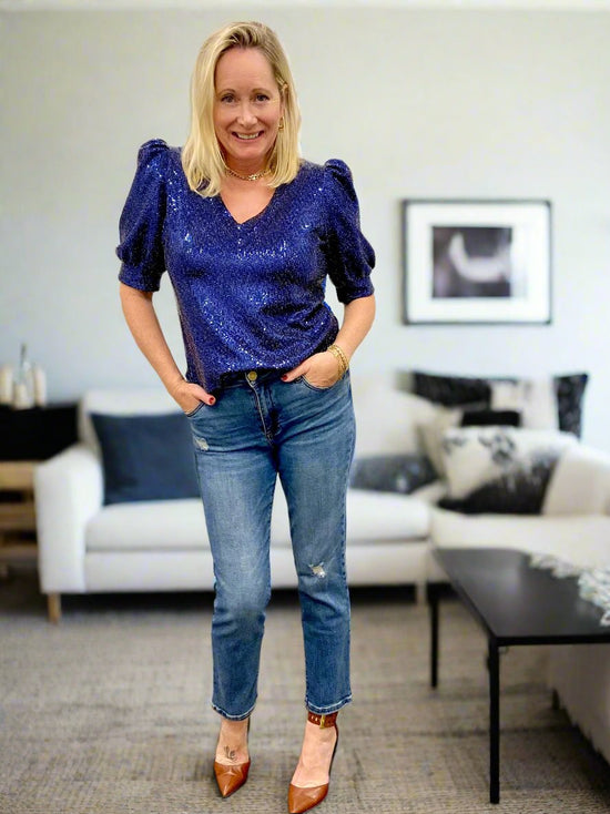 The Navy Sequin Darling Tee