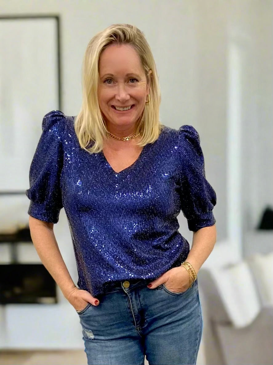 The Navy Sequin Darling Tee