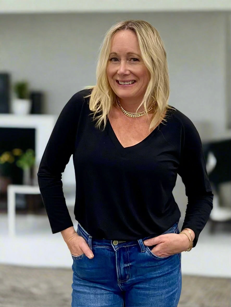 Black Bamboo v-neck