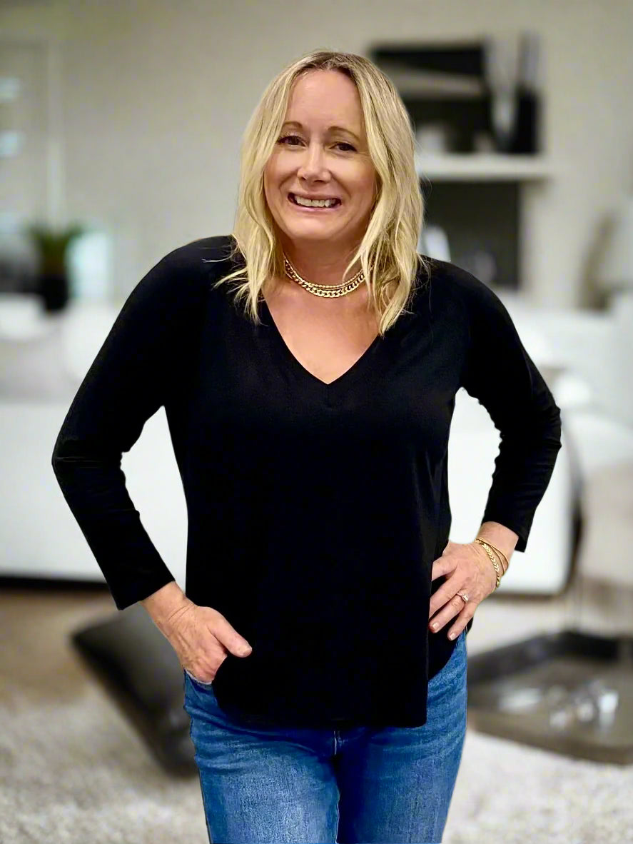 Black Bamboo V-Neck - PRE-SHOP