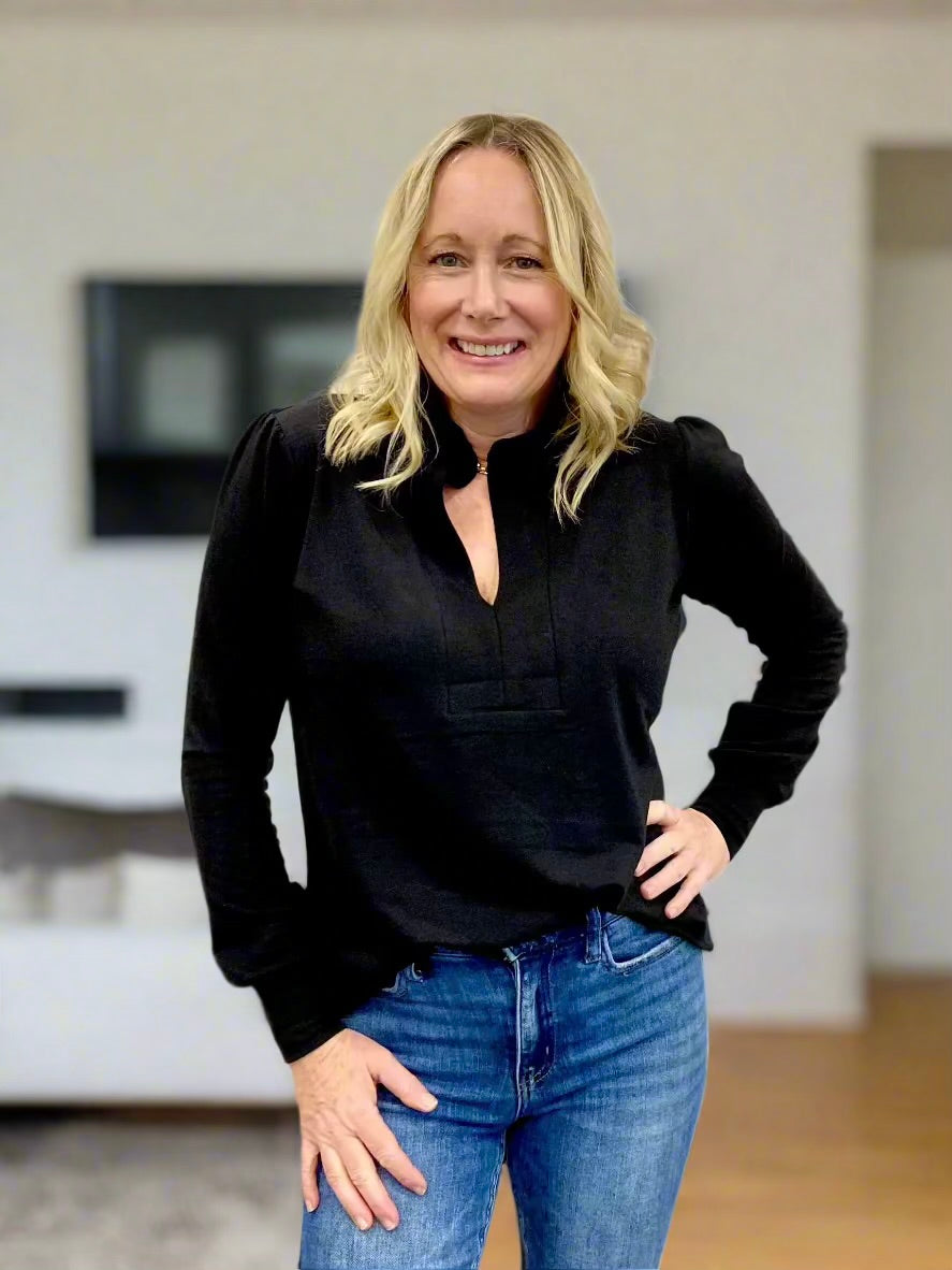 Black Sweatshirt Blouse