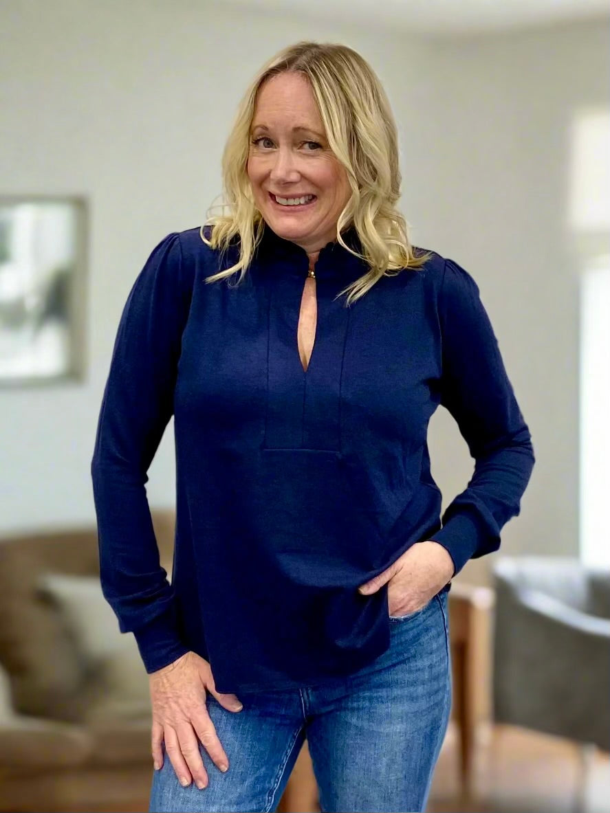 Navy Sweater Blouse - PRE-ORDER