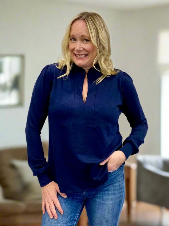 Navy Sweater Blouse - PRE-ORDER