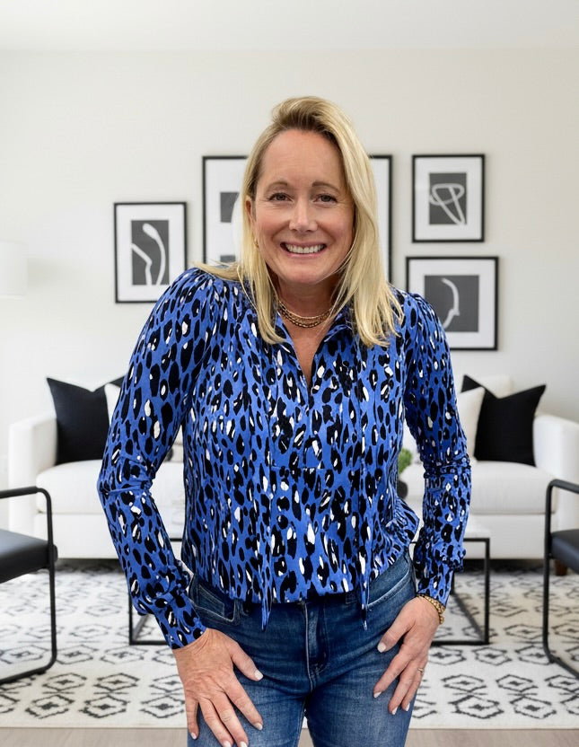 Stretchy Leopard Tie Blouse