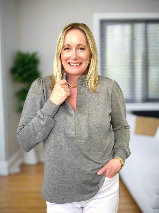 Heather Grey Sweater Blouse