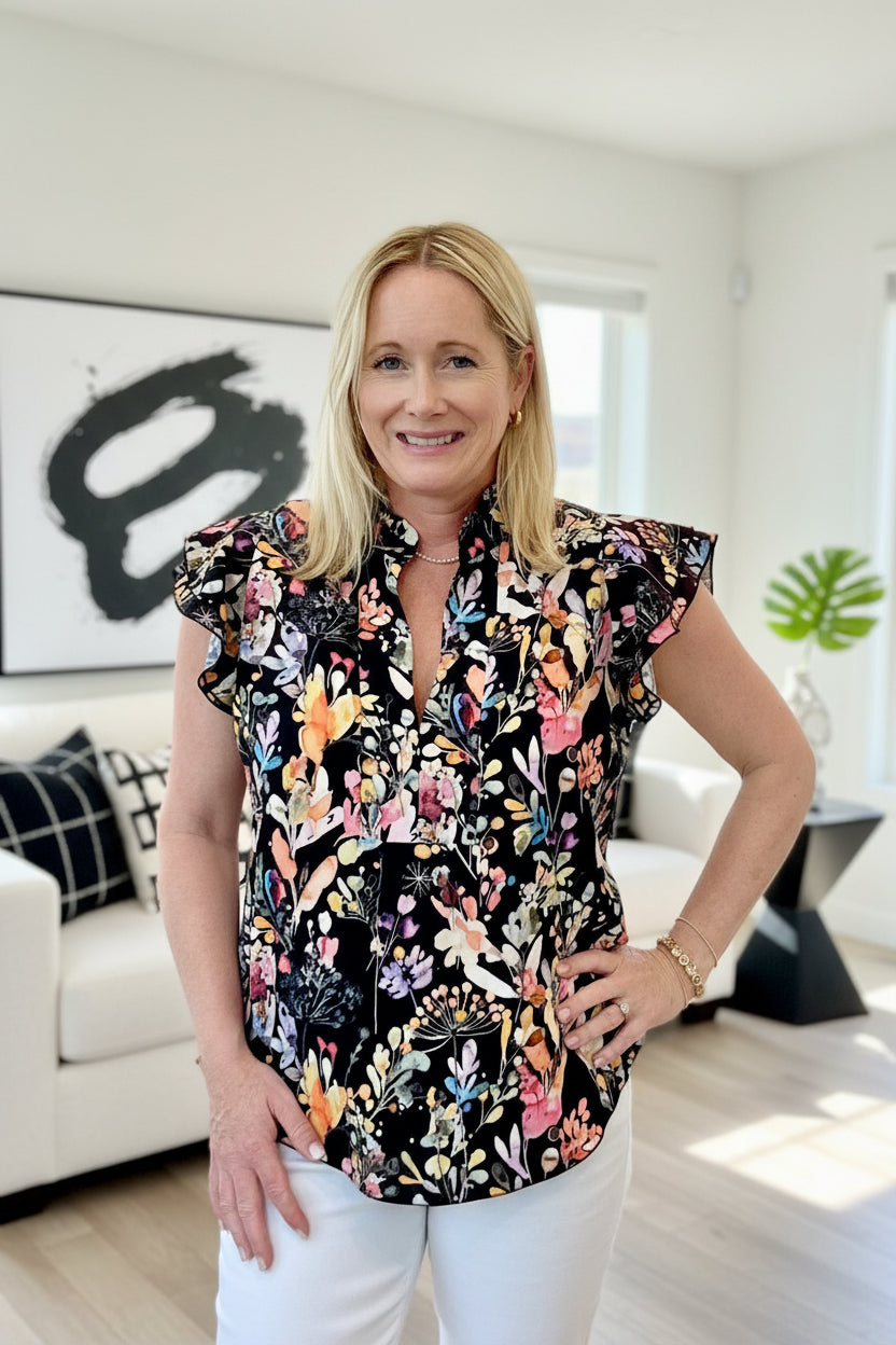 Black Floral Blouse