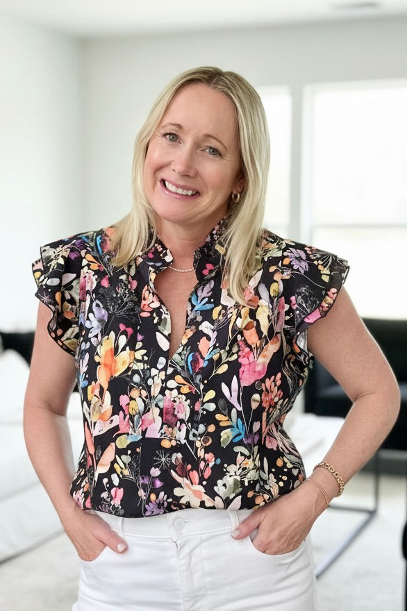 Black Floral Blouse