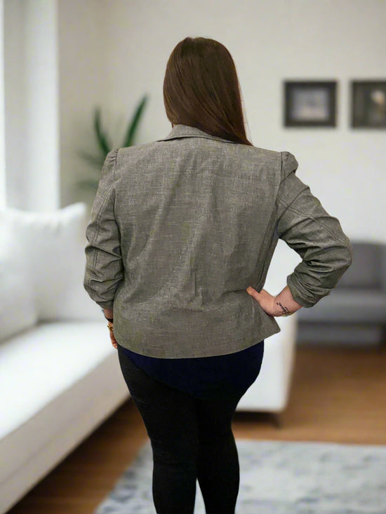Puff Shoulder Cotton Blazer