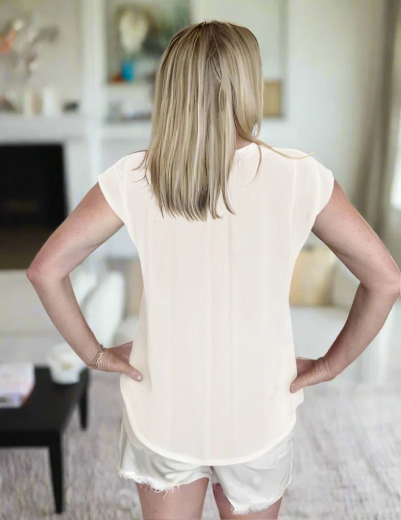 White Short Sleeve V-Neck - PRE-SHOP
