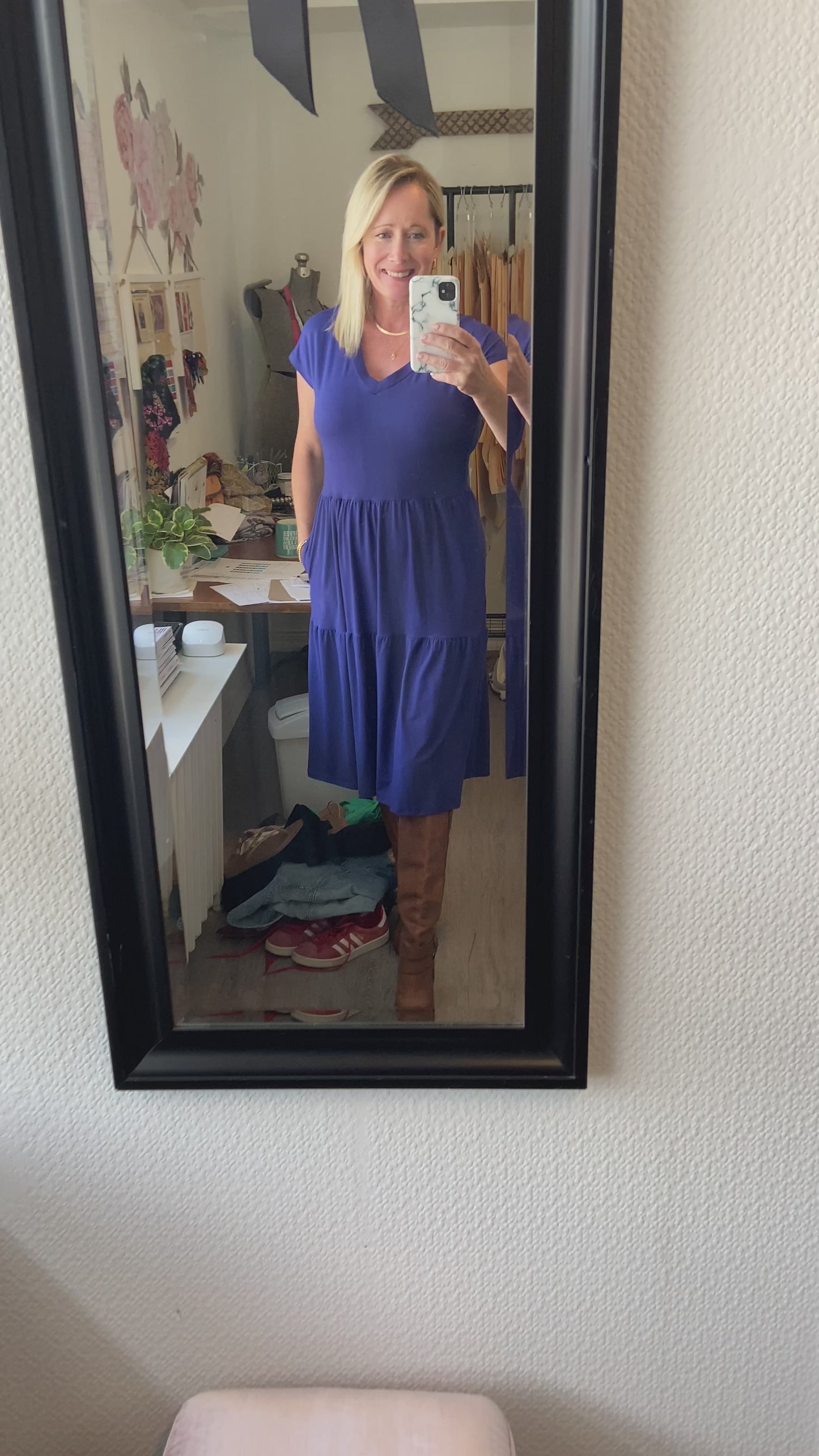 Load and play video in Gallery viewer, Cobalt Blue Tiered Ruffle Dress
