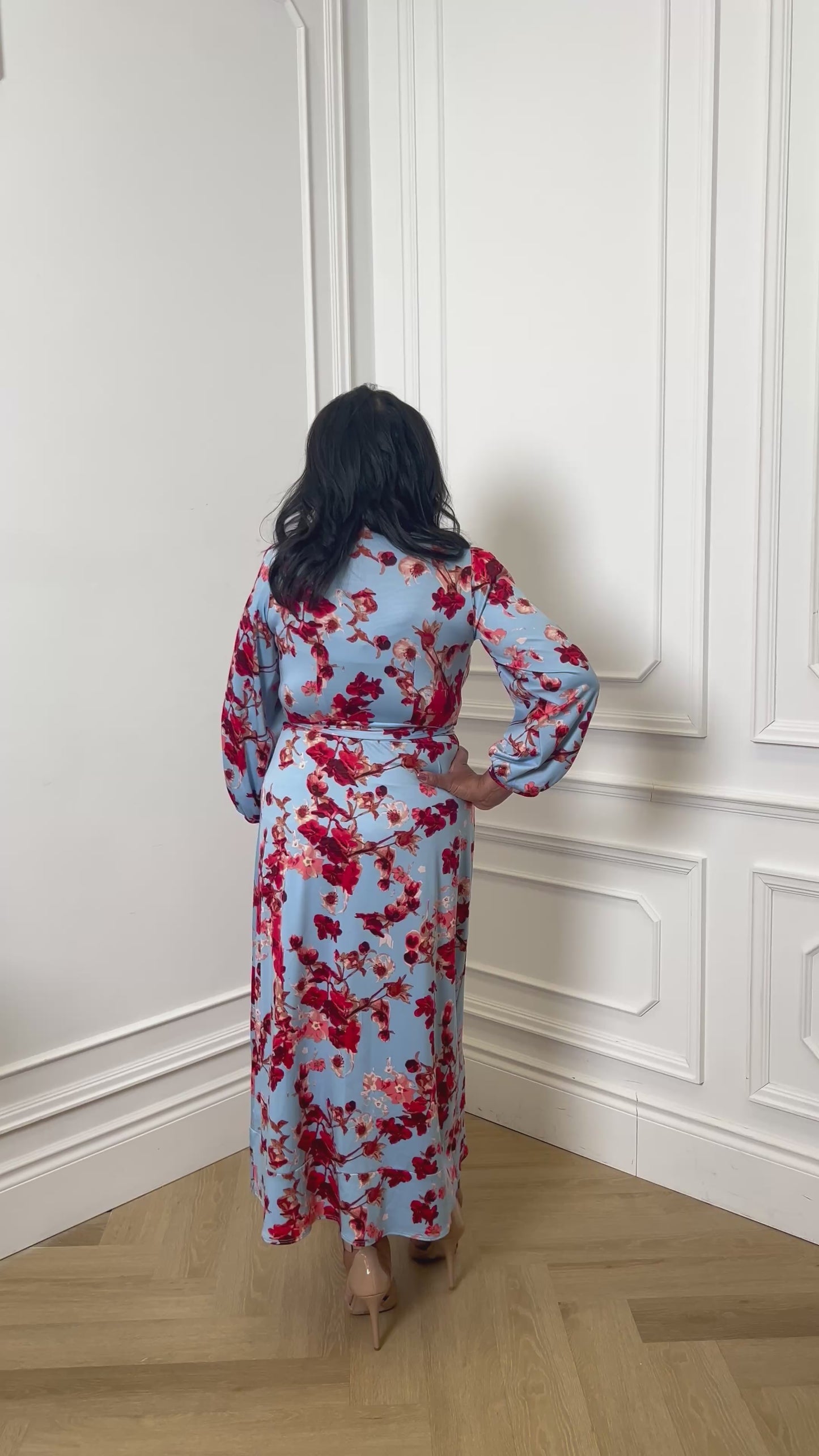 Load and play video in Gallery viewer, Cherry Blossom Wrap Dress

