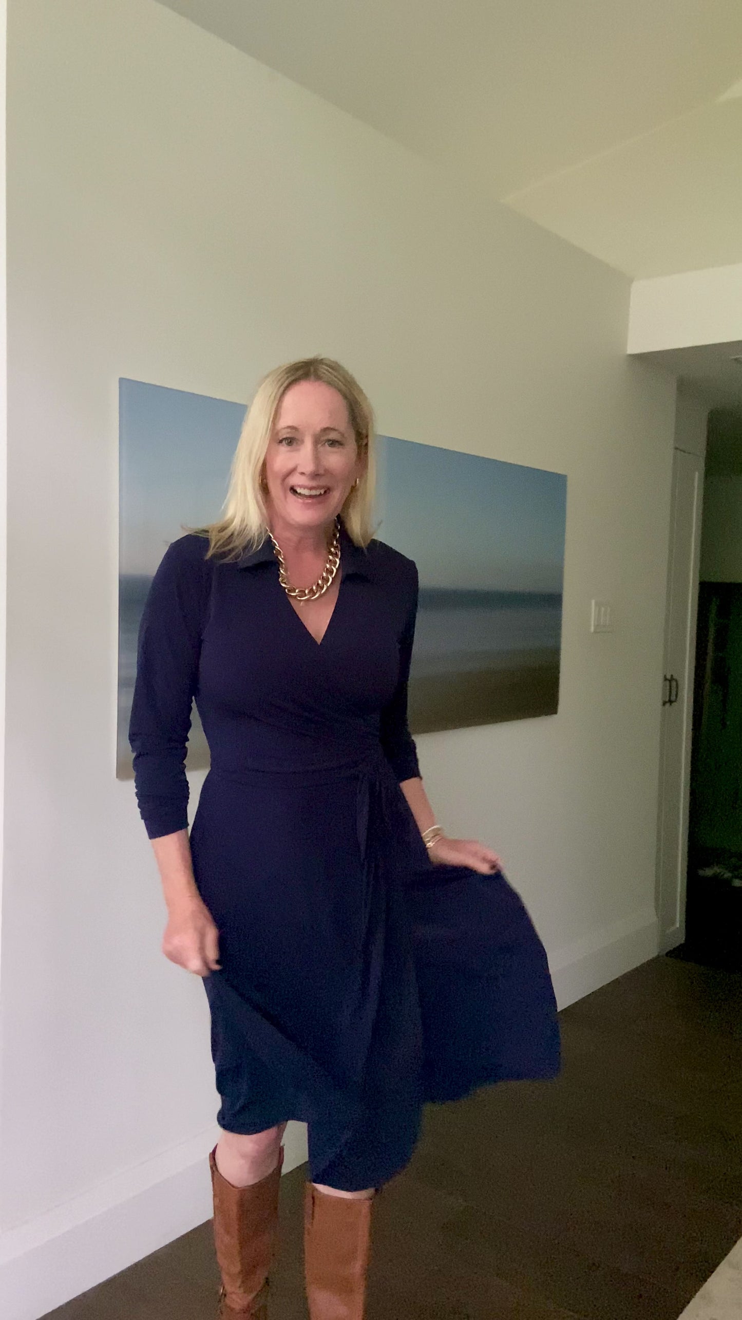 Load and play video in Gallery viewer, Navy Wrap Dress
