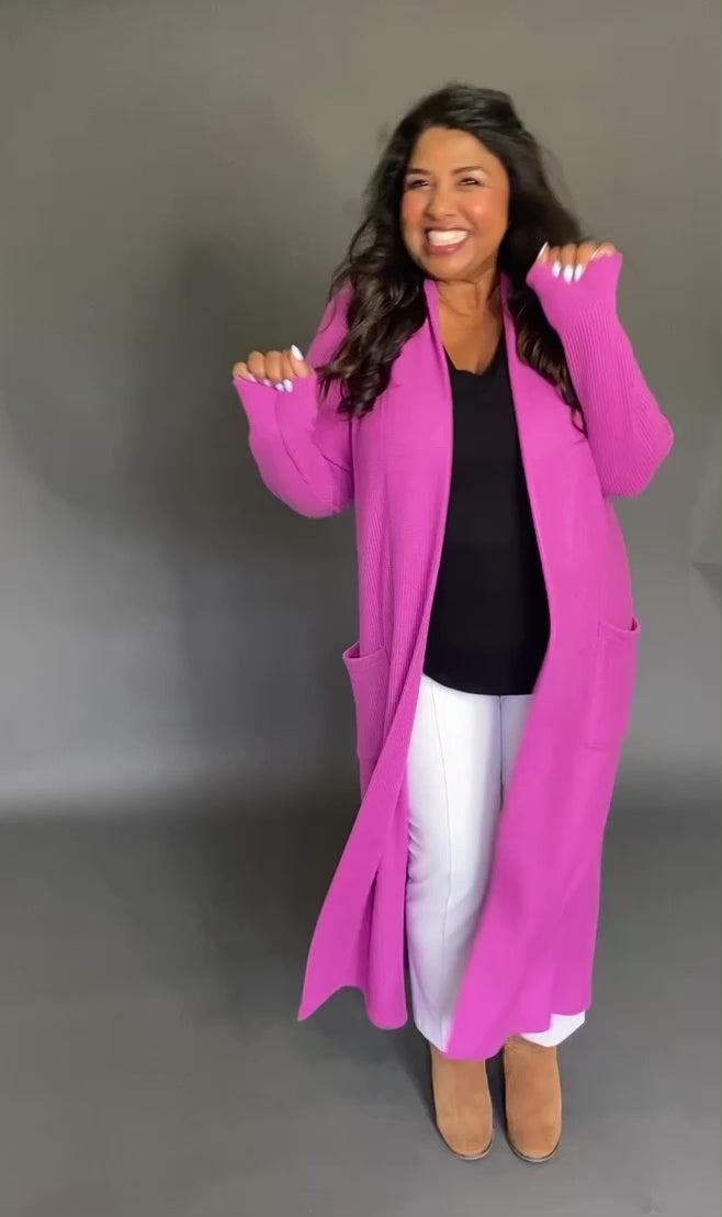 Load and play video in Gallery viewer, Pink Duster Cardigan

