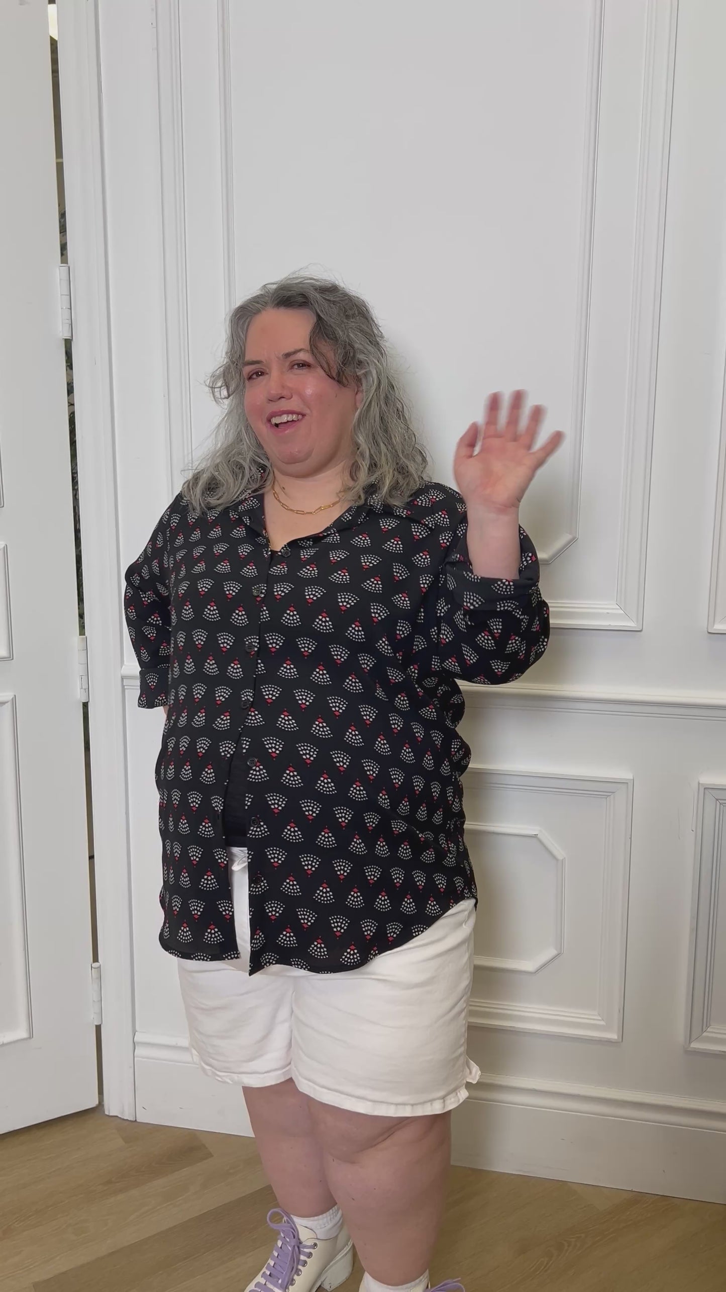 Load and play video in Gallery viewer, Black Art Deco Shirt
