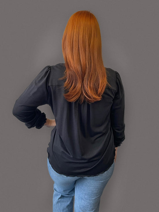 Black Sweater Blouse - Dotty