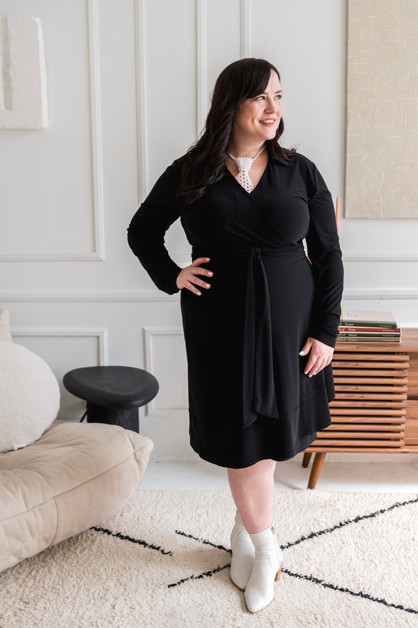 Black Wrap Dress - Dotty