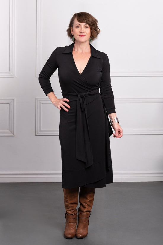 Black Wrap Dress - Dotty