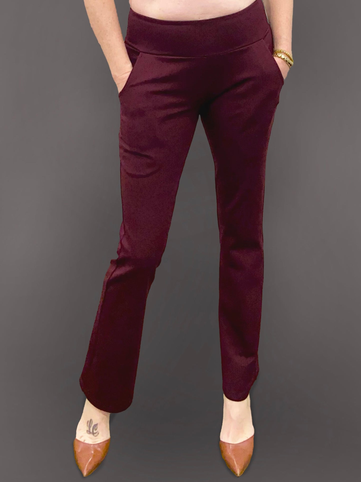 Load image into Gallery viewer, LIMITED EDITION Burgundy Kick Flares - Dotty

