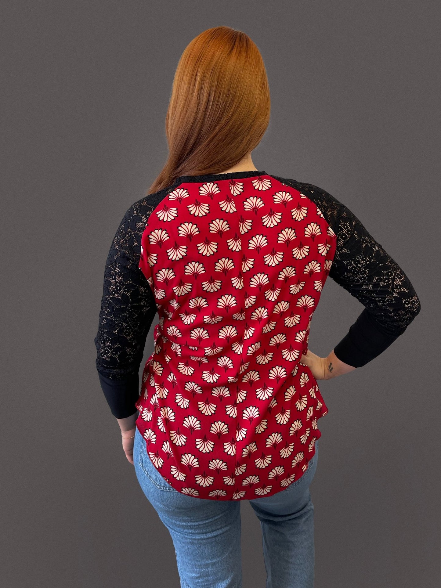 Red Printed T-Blouse - Dotty