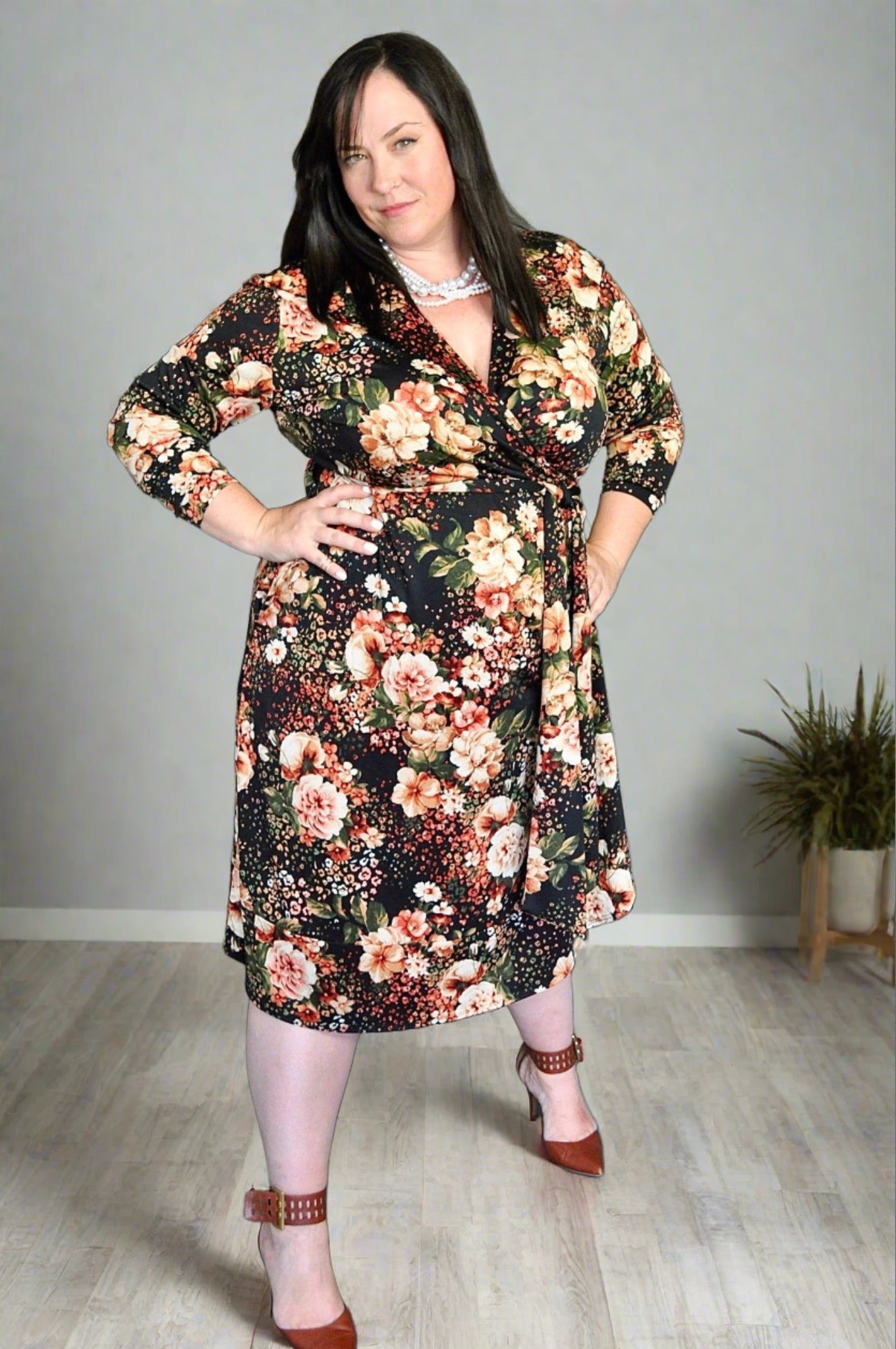 Load image into Gallery viewer, Stop &amp;amp; Smell the Roses Wrap Dress - Dotty
